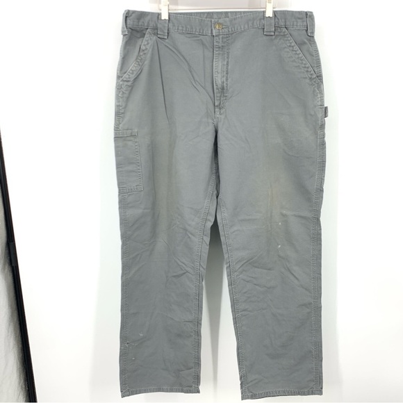 Carhartt Men Size 40 x 32 Pants Gray Canvas Cotton Carpenter Straight Leg Jeans - Picture 1 of 6